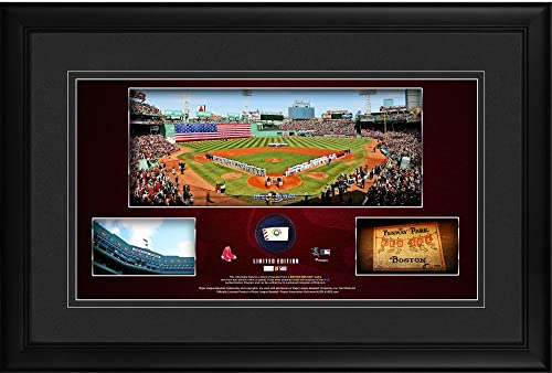 Boston Red Sox Framed 10" x 18" Stadium Panoramic Collage with a Piece of Game-Used Baseball - Limited Edition of 500 - MLB Game Used Baseball Collages