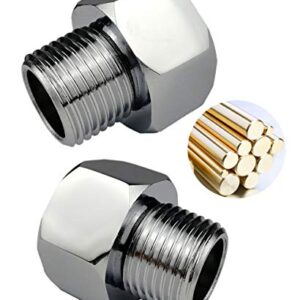 Brass Pipe Fitting,Adapter 3/4”GHT Female Thread (Swivel) x 1/2” NPT Male Threaded Connector,Garden Hose Connector, Garden Hose to Shower adapter,Chrome (3/4GHT female X 1/2NPT male)