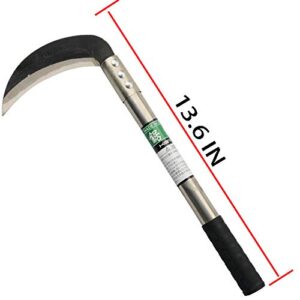 Zelin Grass Sickle,Clearing Sickle,Manganese Steel Blade/Stainless Steel Handle Hand held Sickle Tool,Professional Clearing Vines and Weeds Tools