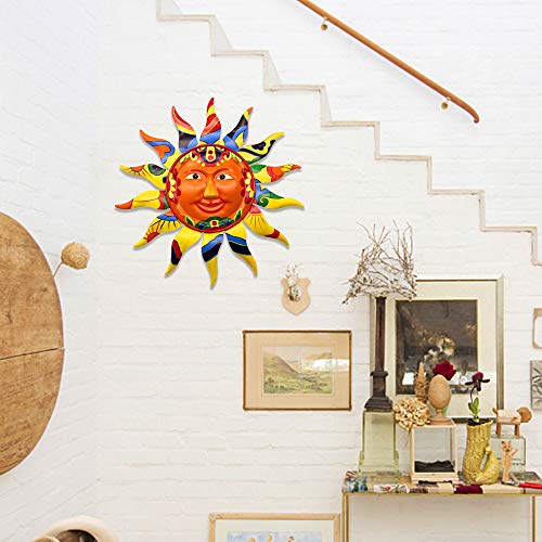 Juegoal 12.7 Inch Metal Sun Wall Art Decor Hanging for Indoor Outdoor Home Garden