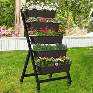 g taleco gear vertical garden planter, vertical raised garden bed planter box with 4 container boxes, grow your herb vegetables flowers indoor and outdoor (5-tier)
