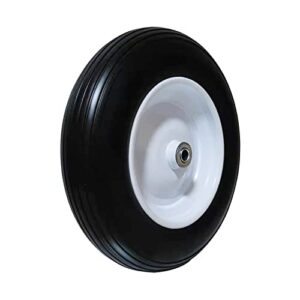 Flat Free Wheelbarrow Tire 4.00-6 with 3/4 & 5/8 Wheel Bearing, 3-6" Hub 13 inch Solid Rubber Tire Replacement Wheelbarrow Wheel 400-6 for Wheel Barrel Yard Cart Garden Wagon