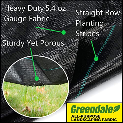 Greendale - 3 Pack of 4ft x 10ft (Total of 120 Sq Ft) - Heavy Duty (5.4oz) - Premium Quality Landscape Weed Barrier Fabric - Perfect for Gardens, Landscaping, Ground Cover and Box Liners