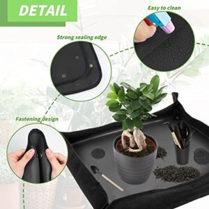 FLMOUTN Foldable Plant Repotting Mat, Gardening Mat with 13Pcs Mini Garden Tools Set and 30Pcs Pot Hole Mesh Pads, Succulent Tool Set for Indoor Miniature Fairy Garden Plant Care