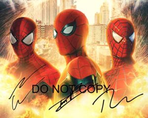 tom holland garfield & maguire spider-man signed 8×10 reprint photo rp #1