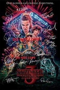 stranger things season 3 cast reprint signed 12×18″ poster rp netflix tv show