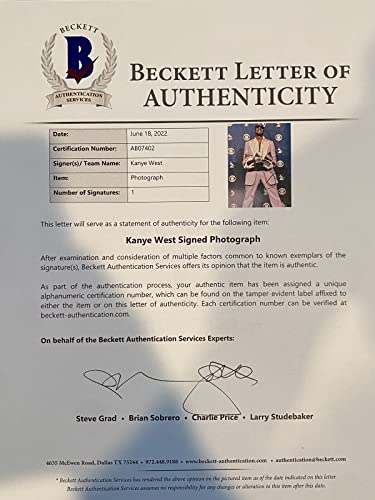 Kanye West Signed Autographed 8x10 Photo Ye The College Dropout Beckett COA