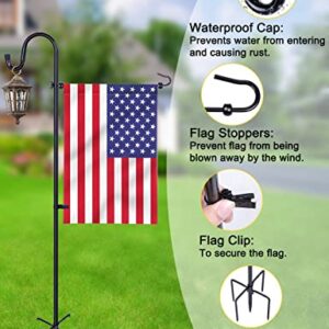 XDW-GIFTS Garden Flag Holder Stand with Shepherd Hook Upgraded Flagole with 2 Spring Stoppers and 1 Clip, Yard Garden Flag Holder for Flags Weather-Proof (Without Solar Lights & Flag)