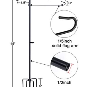 XDW-GIFTS Garden Flag Holder Stand with Shepherd Hook Upgraded Flagole with 2 Spring Stoppers and 1 Clip, Yard Garden Flag Holder for Flags Weather-Proof (Without Solar Lights & Flag)