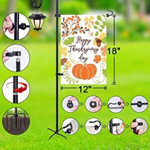 XDW-GIFTS Garden Flag Holder Stand with Shepherd Hook Upgraded Flagole with 2 Spring Stoppers and 1 Clip, Yard Garden Flag Holder for Flags Weather-Proof (Without Solar Lights & Flag)