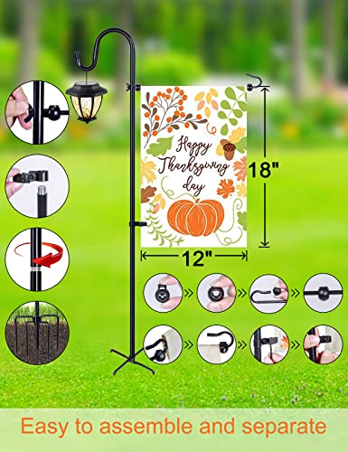 XDW-GIFTS Garden Flag Holder Stand with Shepherd Hook Upgraded Flagole with 2 Spring Stoppers and 1 Clip, Yard Garden Flag Holder for Flags Weather-Proof (Without Solar Lights & Flag)