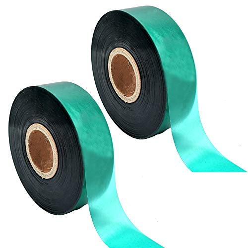 2 Rolls Stretch Tie Tape Garden Tie Tape Thick Plant Ribbon Garden Green Vinyl Stake for Indoor Outdoor Patio Plant Use, 1 Inch Wide by 150 Feet Long