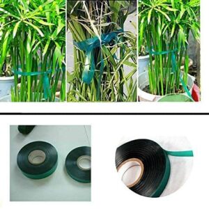 2 Rolls Stretch Tie Tape Garden Tie Tape Thick Plant Ribbon Garden Green Vinyl Stake for Indoor Outdoor Patio Plant Use, 1 Inch Wide by 150 Feet Long