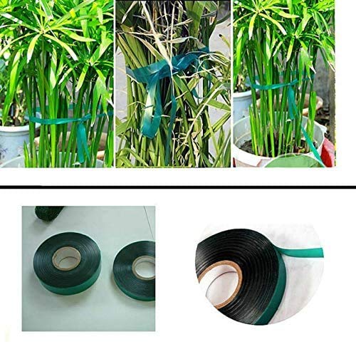 2 Rolls Stretch Tie Tape Garden Tie Tape Thick Plant Ribbon Garden Green Vinyl Stake for Indoor Outdoor Patio Plant Use, 1 Inch Wide by 150 Feet Long