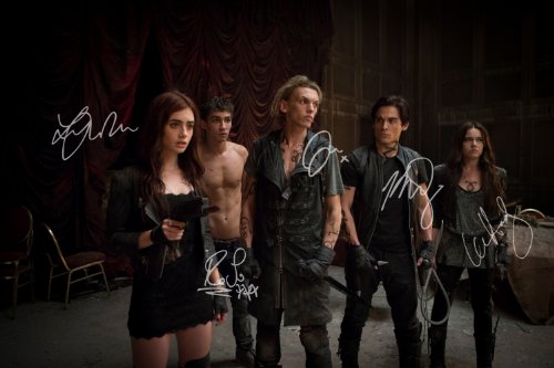 The Mortal Instruments City of Bones reprint signed movie cast 8x12 photo by All 5