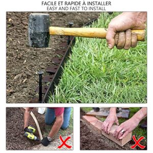 VOUNOT Landscape Edging No-Dig 66 Feet with 60 Anchoring Stakes Plastic Edging Border Flexible for Lawn, Yard, Garden 2 Inch Tall Brown