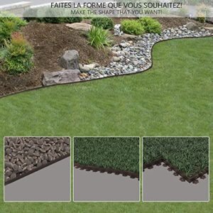 VOUNOT Landscape Edging No-Dig 66 Feet with 60 Anchoring Stakes Plastic Edging Border Flexible for Lawn, Yard, Garden 2 Inch Tall Brown