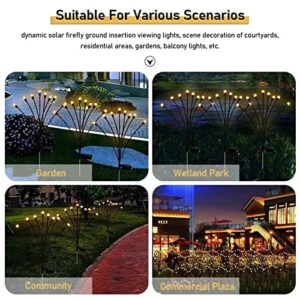 Solar Powered Firefly Lights, Solar Lights Outdoor Waterproof, 8 Warm White Light Bulbs Starburst Swaying, Solar Garden Decorative Lights, for Path Landscape Outdoor Decorative Lights (4 pcs)