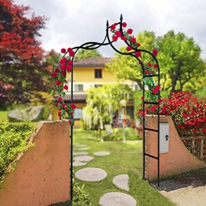 eLeGreen Metal Garden Arbor 4.6 Ft Wide x 8.4 Ft High x 1.2 Ft Depth Gothic Galvanized Metal Garden Arch Climbing Plants Support Outdoor Arch Wedding Arch Party Decoration