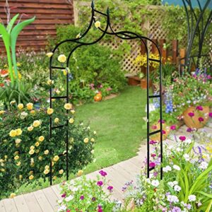 eLeGreen Metal Garden Arbor 4.6 Ft Wide x 8.4 Ft High x 1.2 Ft Depth Gothic Galvanized Metal Garden Arch Climbing Plants Support Outdoor Arch Wedding Arch Party Decoration