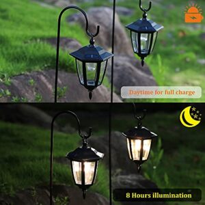 Maggift 34 Inch Hanging Solar Lights, Decorative Garden Lanterns with 2 Shepherd Hooks, Solar Powered Coach Lights, Warm White LED Outdoor Lighting for Landscape, Yard, Pathway and Patio, 2 Pack