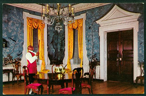 Lighting Candles in Supper Room Governor's Palace Chinese Rice Wallpaper Colonial Williamsburg Postcard