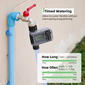 Sprinkler Timer, Garden Hose Faucet Timer Outdoor with Rain Delay/Manual/Child Lock/Automatic Watering System, Programmable Watering Irrigation Timer for Lawn Yard, 1 Outlet