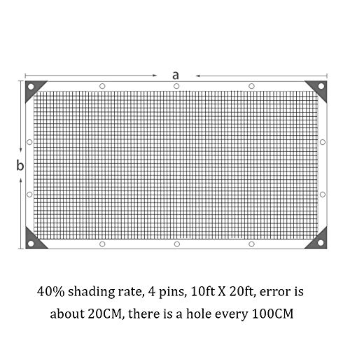 winemana 40% Black Shade Cloth, 10 x 20 FT Durable Mesh Tarp with Grommets, Resistant Garden Sun Shade Netting, Shading Antifreezing for Pergola, Greenhouse, Plants Growing, Chicken Coop