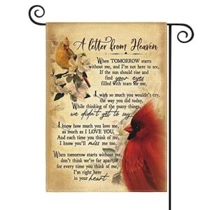 avoin colorlife cardinal garden flag double sided a letter from heaven, memorial commemorate cemetery grave yard outdoor decoration 12.5 x 18 inch