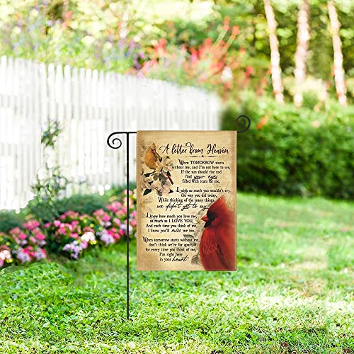AVOIN colorlife Cardinal Garden Flag Double Sided A Letter From Heaven, Memorial Commemorate Cemetery Grave Yard Outdoor Decoration 12.5 x 18 Inch