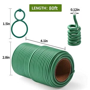 TELENT OUTDOORS 80 Feet Soft Plant Ties Green Plant Twist Ties, Plant ties for Support with 20 PCS Plant Clips, Gardening Supplies for Plants Office Home Organization 3mm Diameter