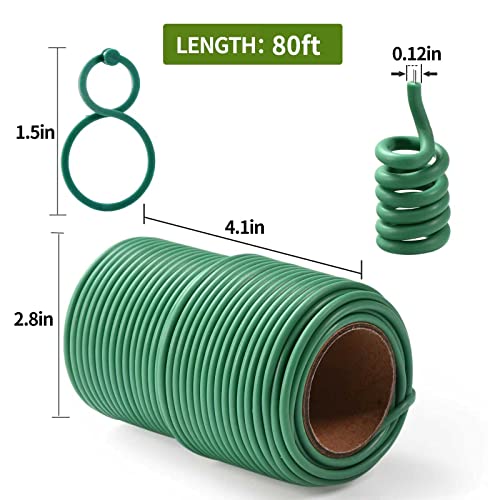 TELENT OUTDOORS 80 Feet Soft Plant Ties Green Plant Twist Ties, Plant ties for Support with 20 PCS Plant Clips, Gardening Supplies for Plants Office Home Organization 3mm Diameter
