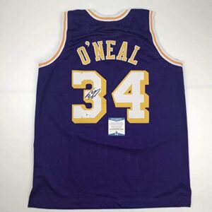 autographed/signed shaquille shaq o’neal los angeles la purple basketball jersey beckett bas coa