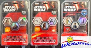 topps star wars galactic connexions lot of (3) factory sealed starter packs of wave 1, wave 2 & wave 3! total of (42) discs including (3) ultra rare and playmats, game rules & checklists! wowzzer!