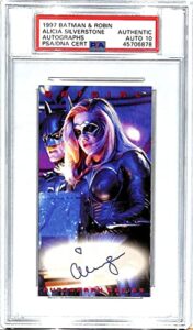 alicia silverstone”batgirl” signed 1997 skybox batman & robin card psa/dna slab