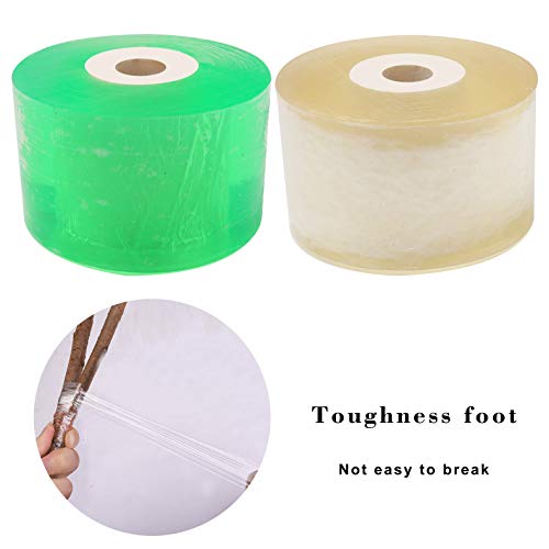 Pengxiaomei 2 pcs Grafting Tape, Stretchable Garden Grafting Tape Plants Repair Tapes Clear Floristry Film for Floral Fruit Tree and Poly Budding Tape 1.2Inch(Green,Yellow)