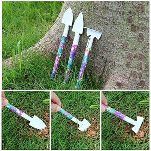 Garden Tools Set, JUMPHIGH 10 Pieces Gardening Tools with Purple Floral Print, Ergonomic Handle Trowel Rake Weeder Pruner Shears Sprayer, Garden Hand Tools with Carrying Case Gardening Gifts for Women