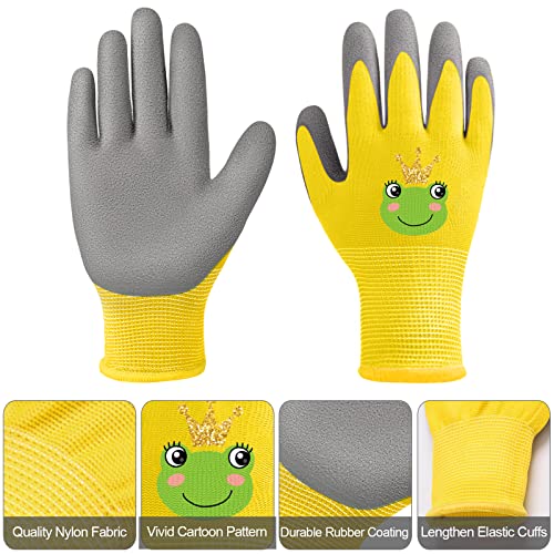 HIYZI 12 Pairs Kids Garden Gloves Work Glove Rubber Coated Gardening Gloves for Children Toddlers Boys Girls Yard (Medium (Age 6-8))