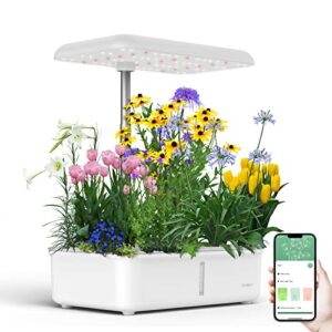 hydroponics growing system, remossy 14 pods indoor garden with 5l water tank & pump, adjustable height up to 16.5″ led light, 3 modes smart herb garden kit plant germination kit for home kitchen app