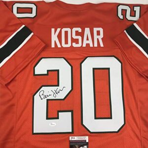 autographed/signed bernie kosar miami orange football jersey jsa coa