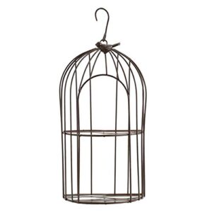 tj global 2-plant iron birdcage hanging planter, metal wire flower pot basket wrought iron plant stands for plants, flowers, garden, patio, balcony outdoor and indoor décor