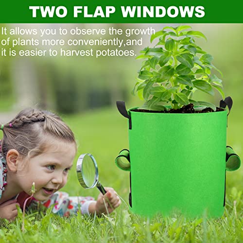 OPPOLIFE 6-Pack 10 Gallon Potato Grow Bags with Two Flap Windows, Heavy Duty Aeration Fabric Pots with Handles for Garden and Planting