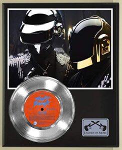 daft punk da funk silver record display wood plaque