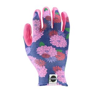 Miracle-Gro Women's Nitrile Coated Grip Floral Pattern Gardening Work Gloves, Extreme Comfort, Excellent Grip, Water Resistant, Pink/Purple, Small, (MG37126/WSM)