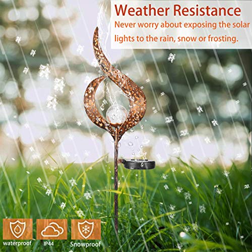 SUNWIND Solar Stake Lights Outdoor Crackle Glass Globe Stake Metal Lights Color Changing for Garden Pathway Outdoor Decoration