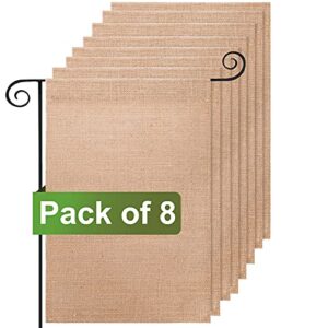 deayou 8 pack burlap garden flags, 12″ x 18″ diy blank jute fall yard flags, personalized lawn craft banners for outdoor, patio, home custom decor, wedding, housewarming gift (burlap color)