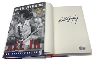 billie jean king signed all in hardcover 1st edition book tennis beckett coa