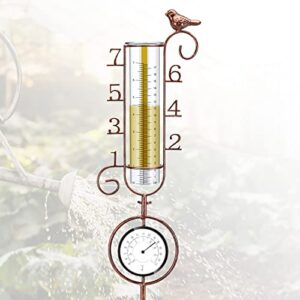 apsoonsell rain gauge large number, 32″ copper rain gauges outdoor, 7″ capacity rain gauge with metal stake for garden yard lawn decoration