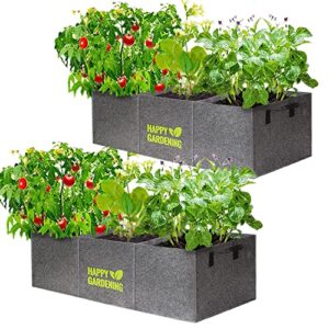 fabric grow bags, 2-pack raised garden bed with handle for vegetable herbs, fabric plant pots indoor outdoor, 3 sq. ft.