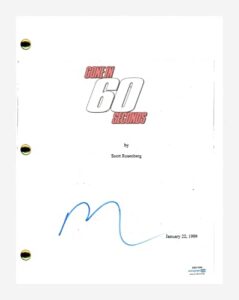 nicolas cage signed autographed gone in 60 seconds script screenplay acoa coa
